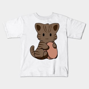 Brown Tabby Cat Macaron Kids T-Shirt